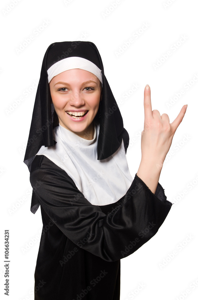 Nun isolated on the white background Nun isolated on the white background