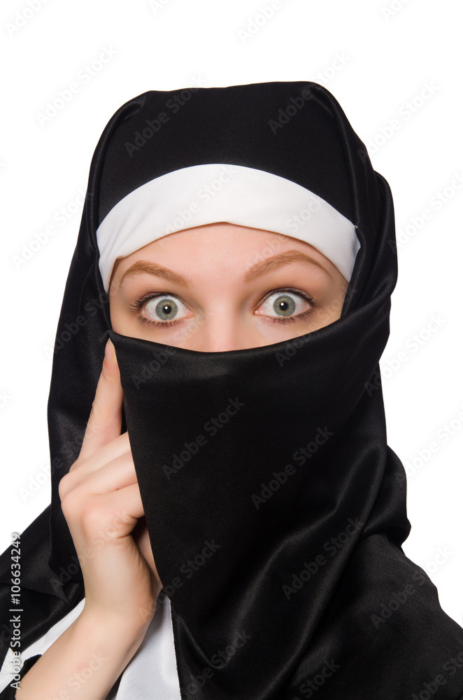 Nun isolated on the white background Nun isolated on the white background