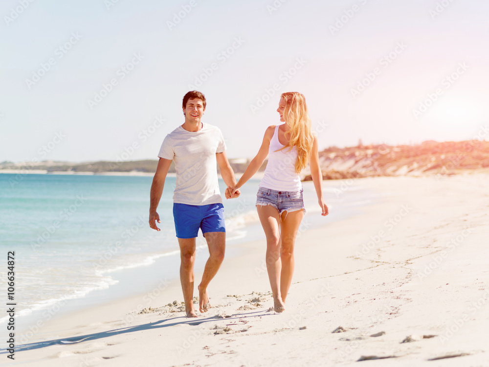 Romantic young couple on the beach Romantic young couple on the beach