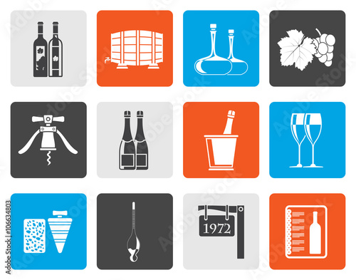 Flat Wine and drink Icons - Vector Icon Set