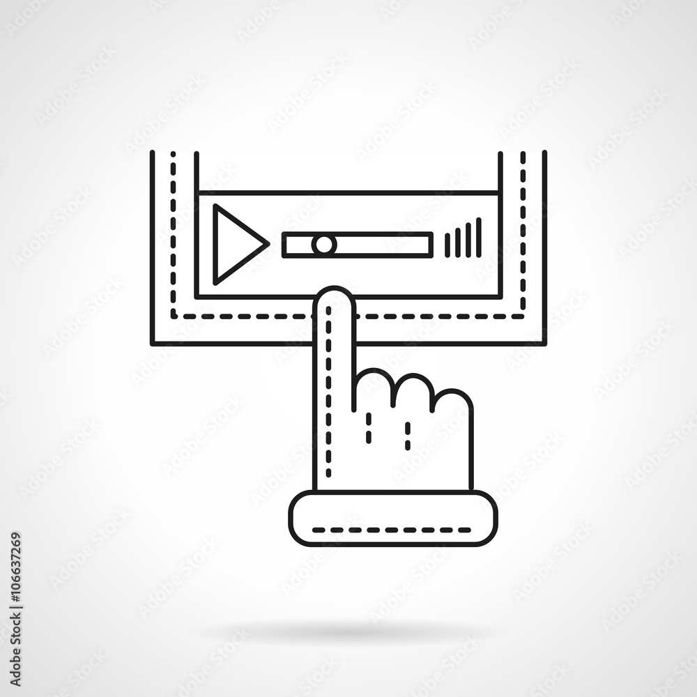 Media player with finger flat line vector icon Media player with finger flat line vector icon