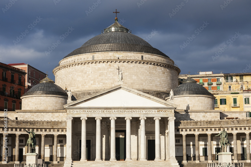Piazza Plebiscito in Naples with San Francesco di Paola Church