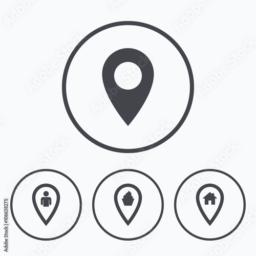 Free Download Map pointer icons. Home, food and user location. - GFXLoad