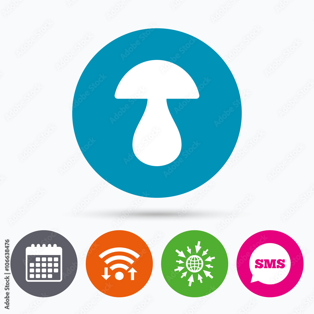 Mushroom sign icon. Boletus mushroom symbol. Mushroom sign icon. Boletus mushroom symbol.