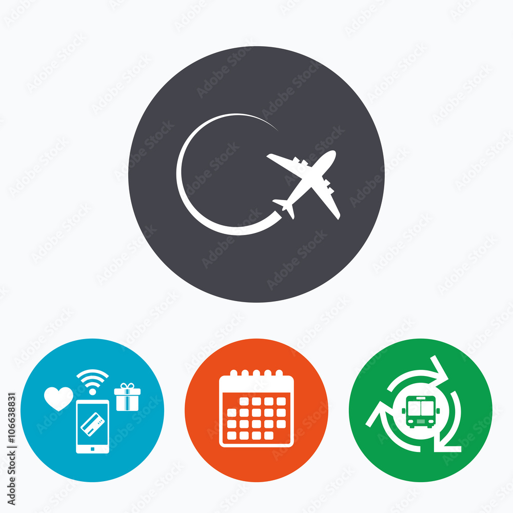 Airplane sign icon. Travel trip symbol. Airplane sign icon. Travel trip symbol.
