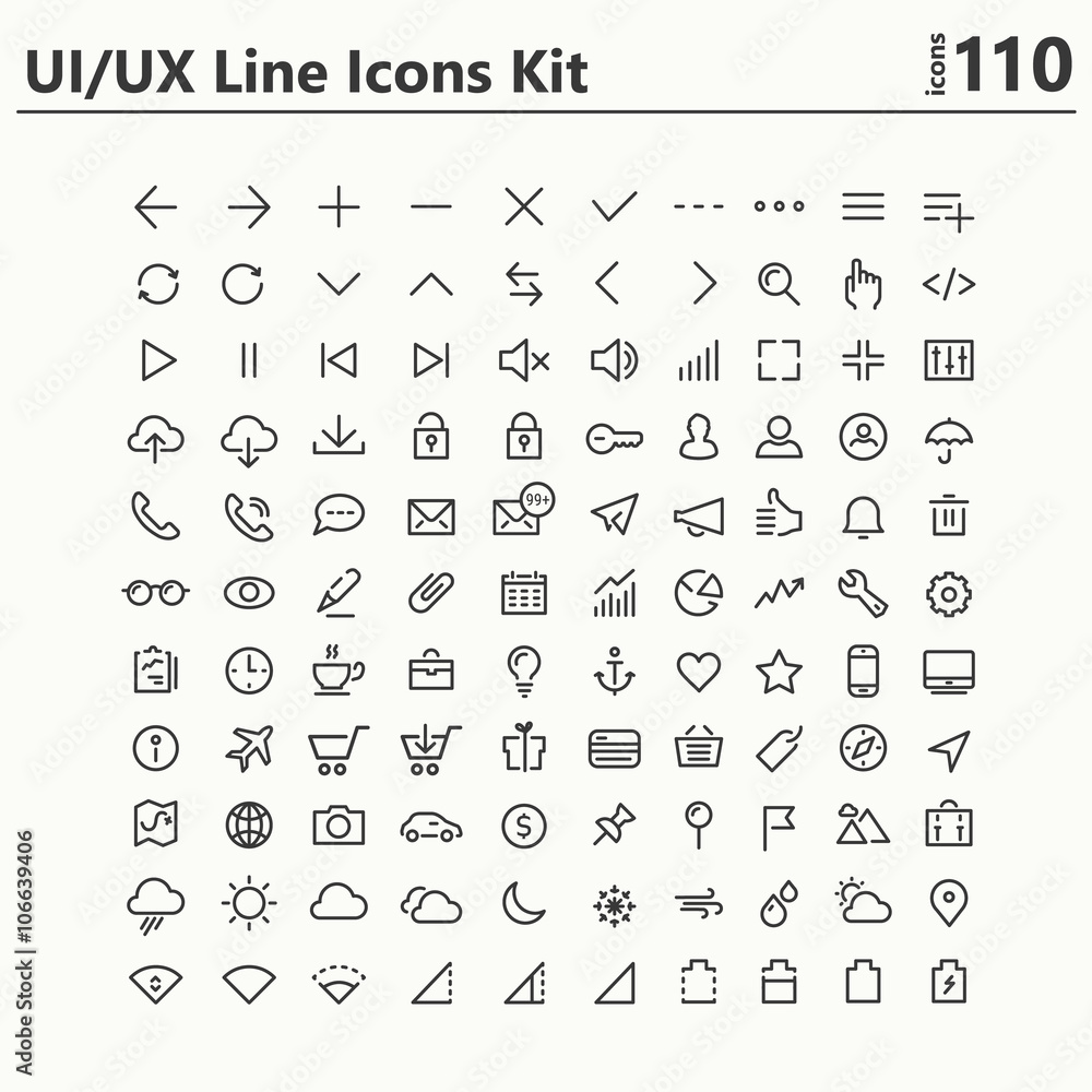 UI and UX big bold line icons kit