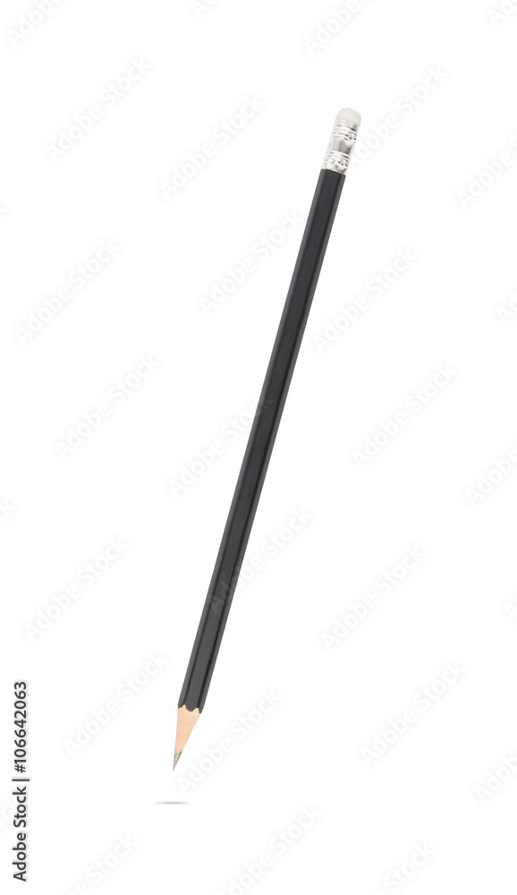 Wood pencil isolated on white background with clipping path