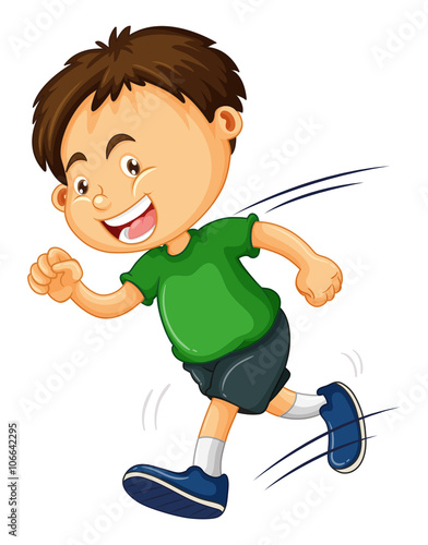 Boy in green shirt running