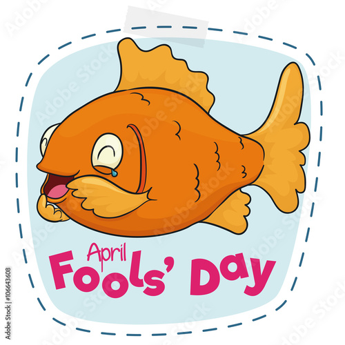 Funny Cut Line Fish for April Fools' Day, Vector Illustration