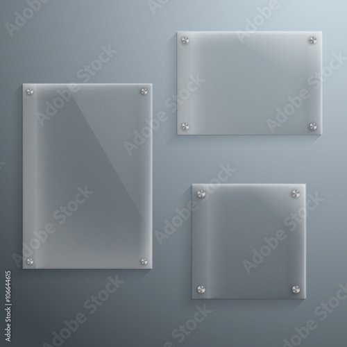 Set of Realistic Vector Glass Frame Template. EPS10 Vector Plast