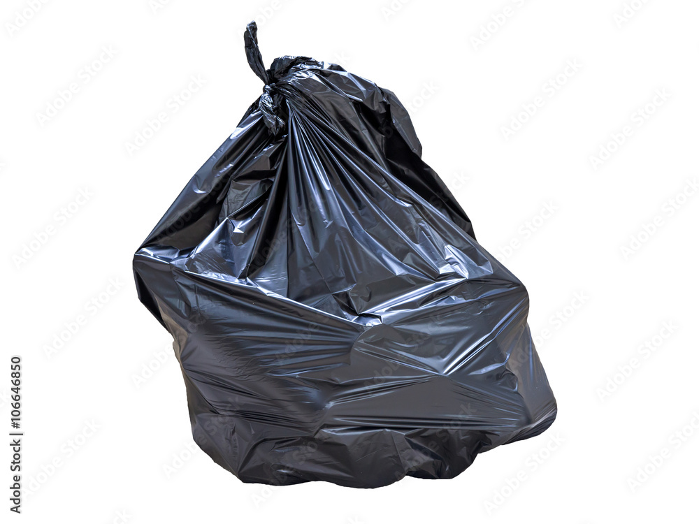 close-up of a full garbage bag isolated on white close-up of a full garbage bag isolated on white