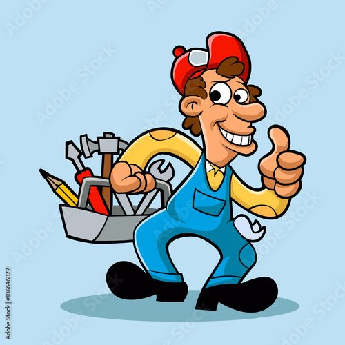handyman holding  tool box