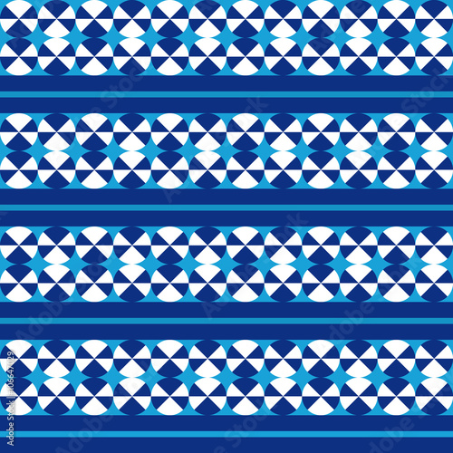 Geometric pattern with white and blue circles 