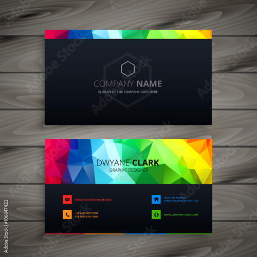 dark business card with abstract colors
