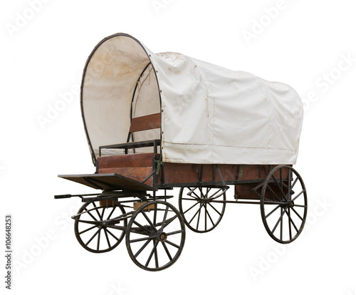 Covered wagon isolate on white