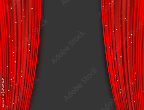 red theater curtains with glitter