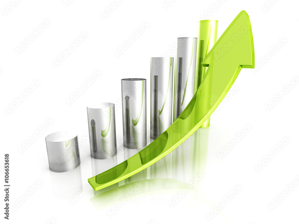 Green Bar Chart Business Growth With Rising Up Arrow Green Bar Chart Business Growth With Rising Up Arrow