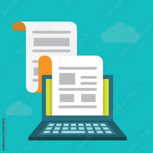 Vector flat concept of regularly distributed news publication via e-mail. Subscriptions and articles