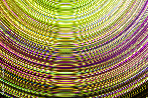 Long exposure colorful round neon lights pattern.