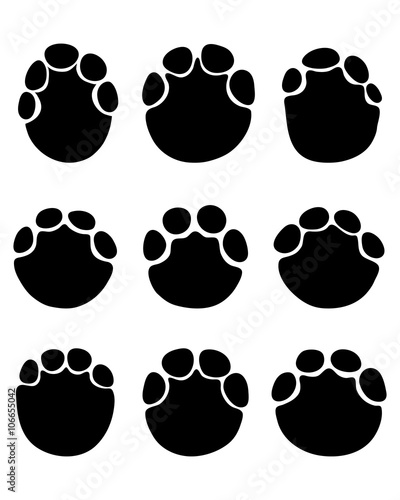 Black footprints of elephants on a white background, vector  