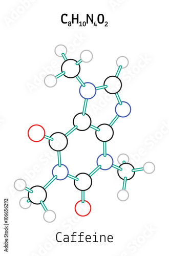 C8H10N4O2 caffeine molecule