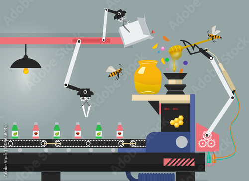 Production of medicine on pharmaceutical factory in vector infog