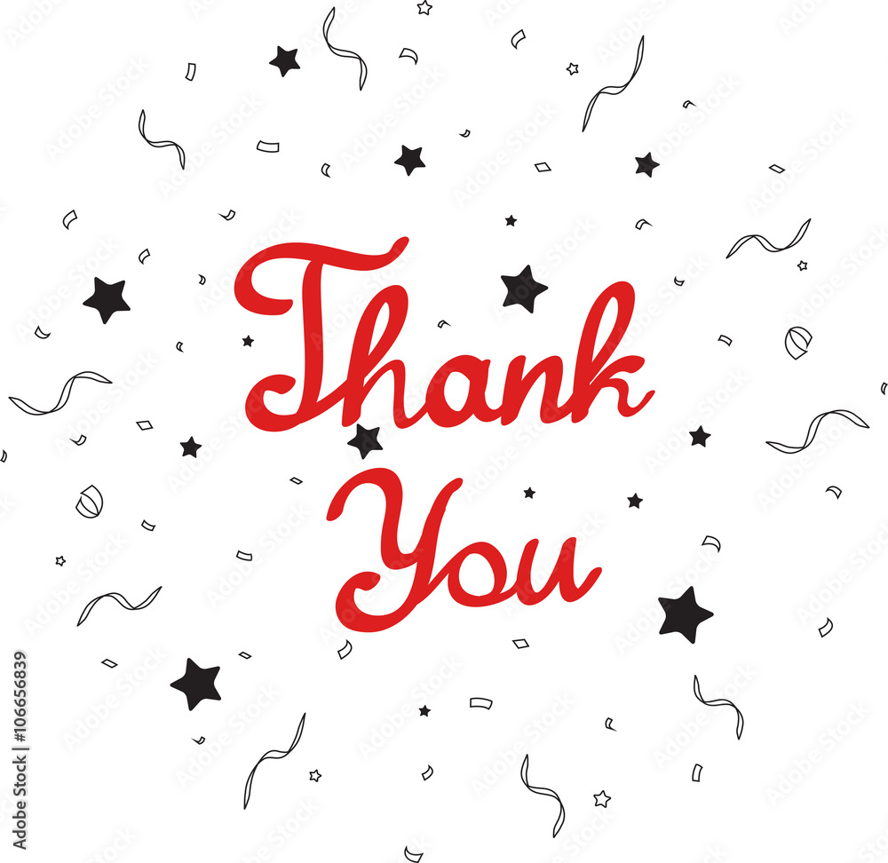 Obraz premium Thank you hand drawn lettering with confetti