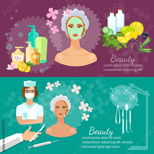 Plastic surgery banner women's beauty skin care aging and youth