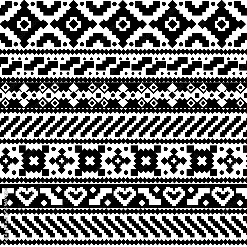 abstract ethnic aztec style seamless pattern in black and white