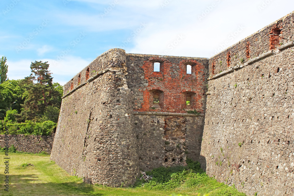 Walls of medieval Uzhhorod Castle in Ukraine