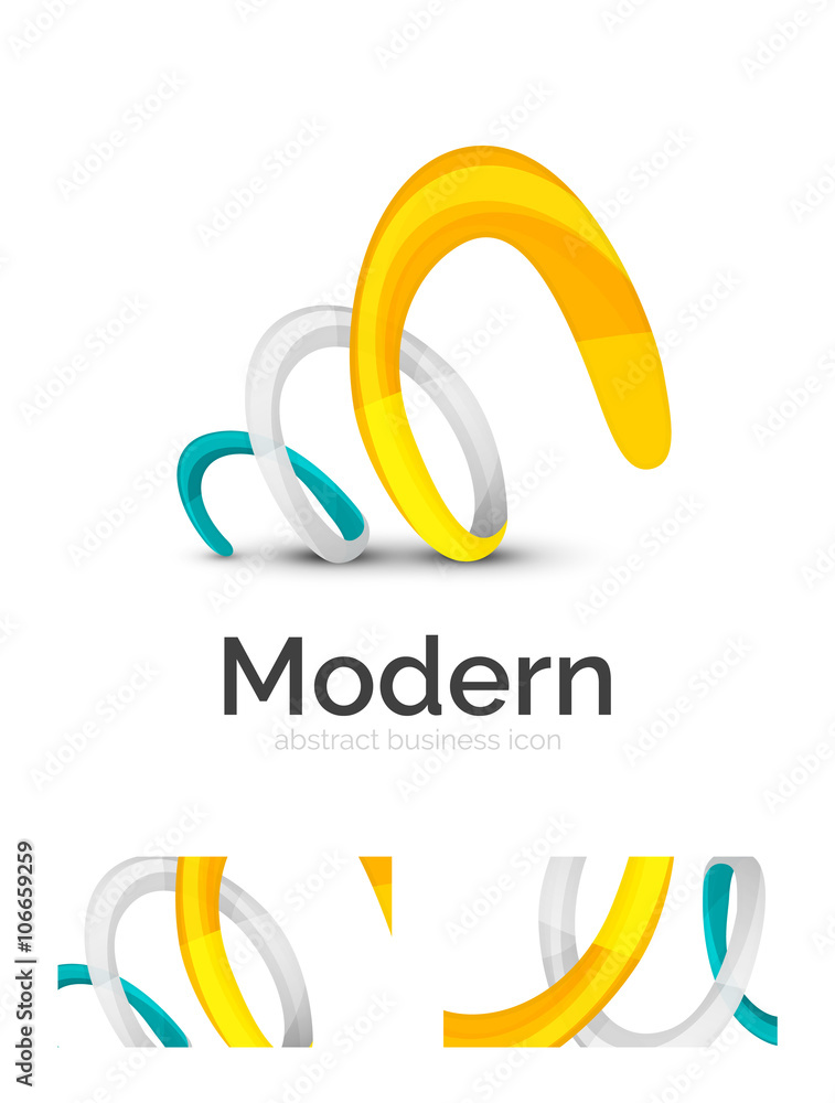 Fototapeta premium Abstract 3d swirl ribbon logo template with business card corporate identity design