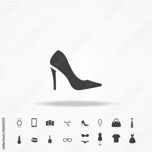 Elegant women high heel icon fashion set