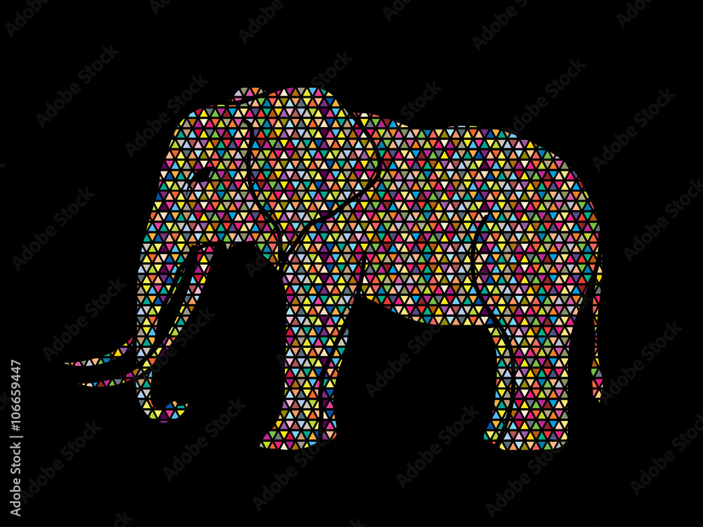Obraz premium Elephant designed using geometric pattern graphic vector.