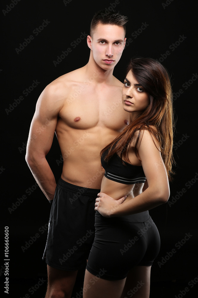 Portrait of 2 young boxers, male and female Portrait of 2 young boxers, male and female