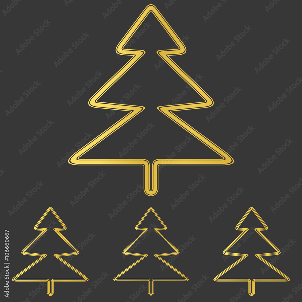 Golden pine tree logo design set Golden pine tree logo design set