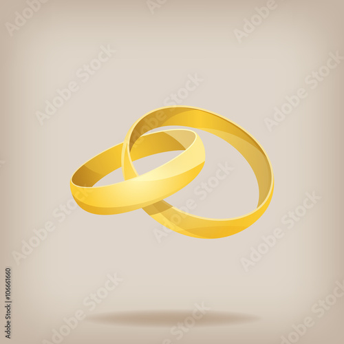 Pair of gold wedding rings. Vector illustration