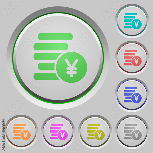 Yen coins push buttons