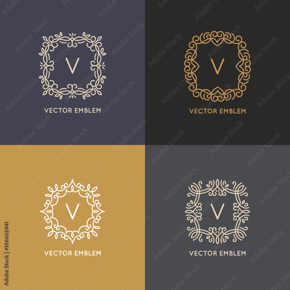 Vector logo design template in simple and trendy linear style