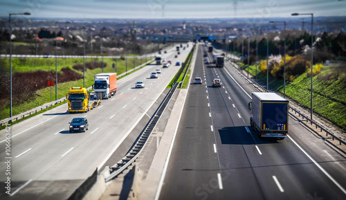 Highway transportation with cars and truck