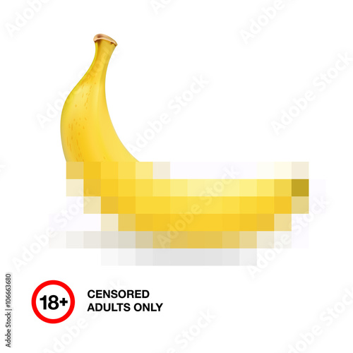 Banana closed by censorship, symbol adult only 18