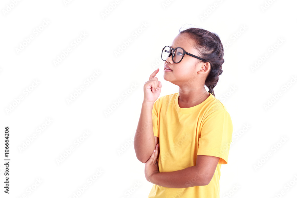 Portrait of young Asian girl wear glasses isolated on white Portrait of young Asian girl wear glasses isolated on white