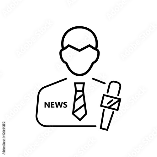 Reporter icon in thin line style. Vector illustration
