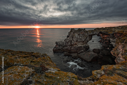 Cloudy sunrise in the Arch, Tyulenovo village, Bulgaria