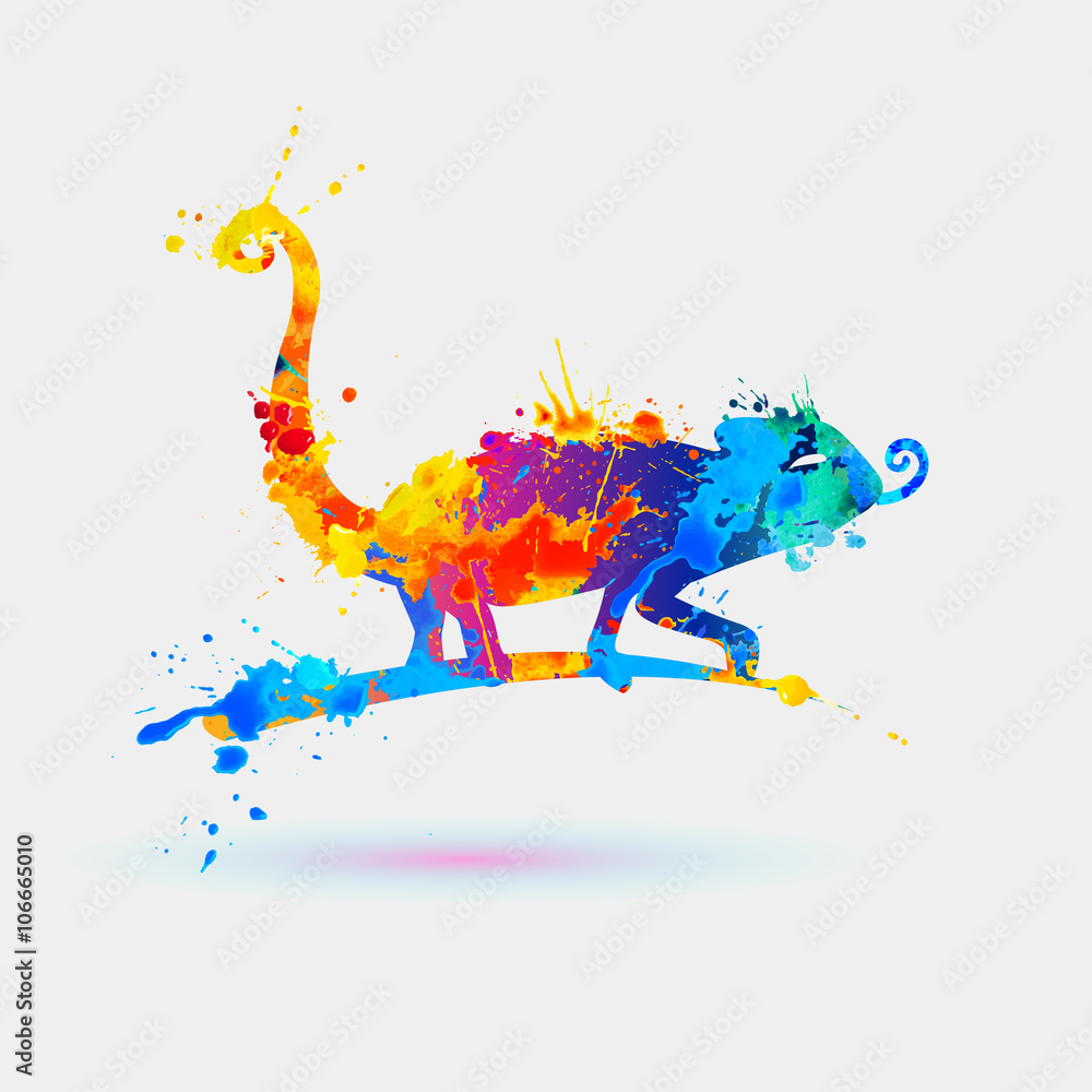 Obraz Kameleon. Farba rozbryzgowa