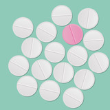 White tablets vector background  isolated on blue background