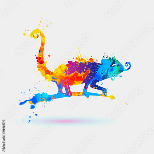 Chameleon. Splash paint