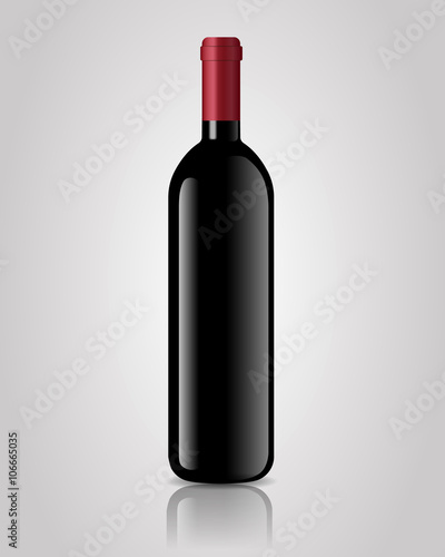 Bottles of  red wines with mirror shadow