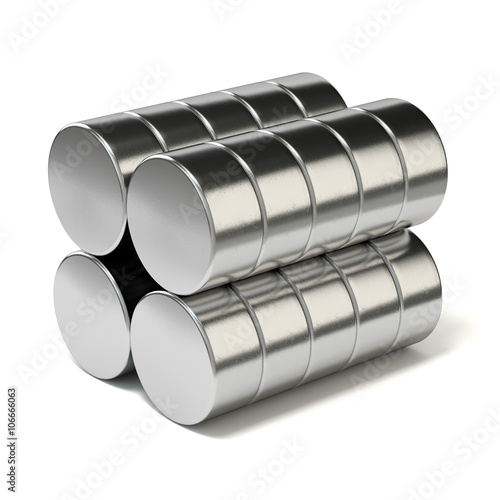 Neodymium magnets isolated on white background