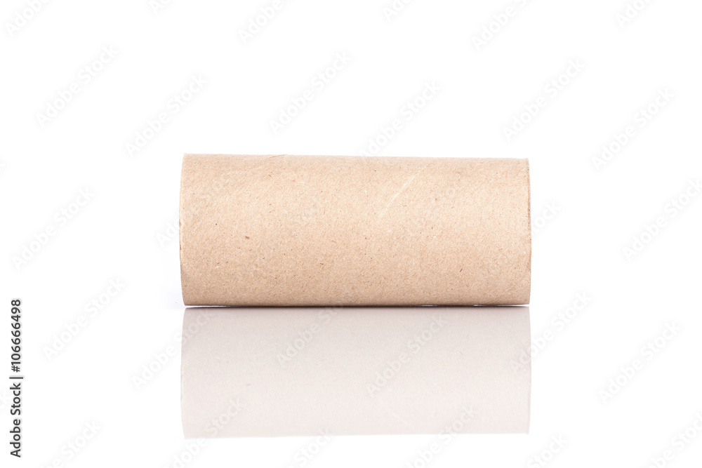 Fototapeta premium Paper tube of toilet paper isolated on white
