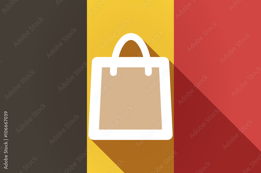 Long shadow Belgium flag with a shopping bag Long shadow Belgium flag with a shopping bag